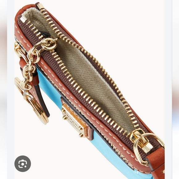 DOONEY & BOURKE PENROSE SMALL FLAP CREDIT CARD WALLET w/KEYCHAIN LIGHT BLUE NWT - Picture 2 of 6